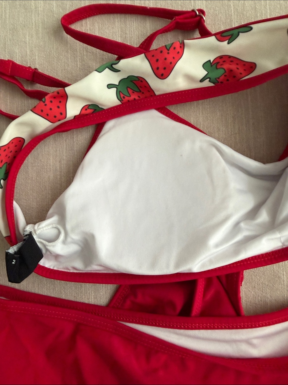 Cider Strawberry Print Two-Piece Bikini in Red & White - Picture 4 of 4